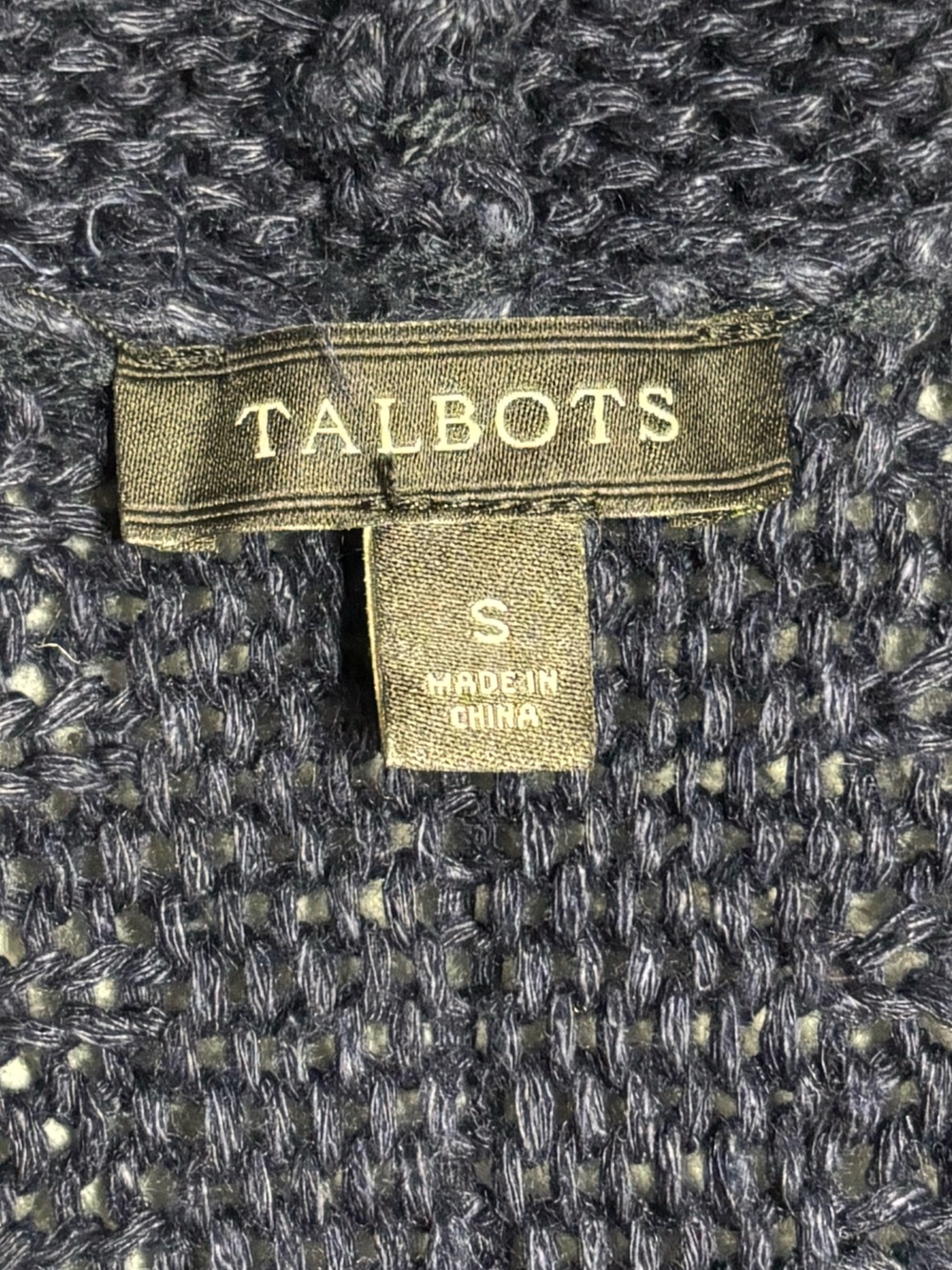 Talbots Navy Blue Short-Sleeve Open-Front Knit Cardigan Sweater - Picture 13 of 14